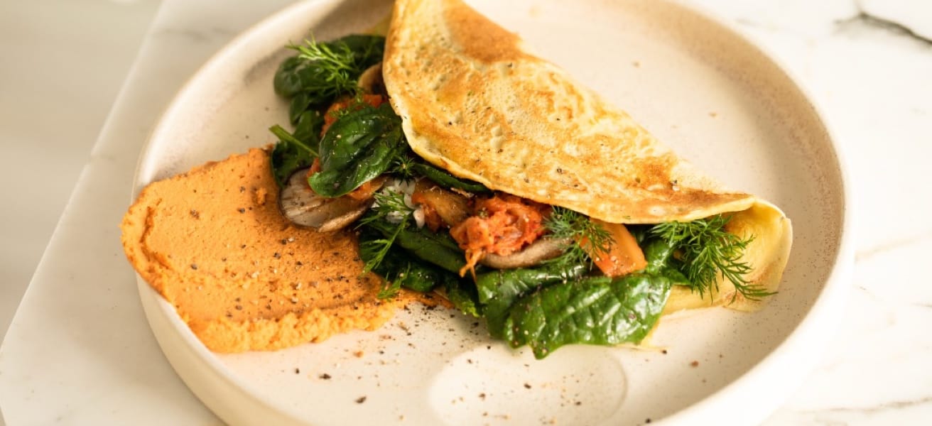 Freshly cooked omelette served on a plate